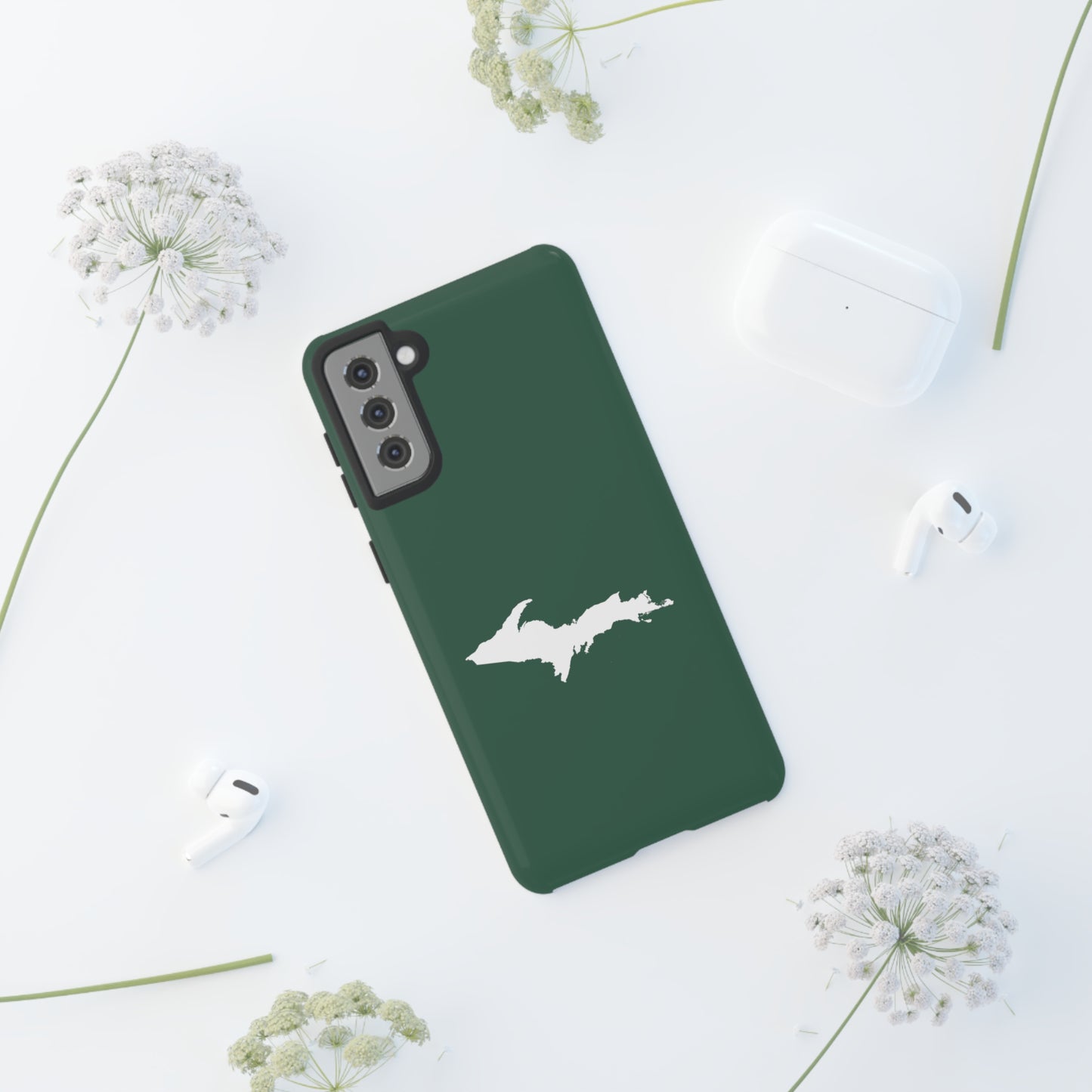 Michigan Upper Peninsula Tough Phone Case (Ginger Ale Green w/ UP Outline) | Samsung & Pixel Android