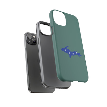 Michigan Upper Peninsula Tough Phone Case (Copper Green w/ UP Quebec Flag Outline) | Apple iPhone