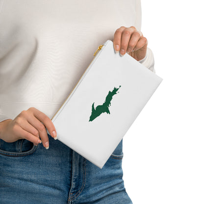 Michigan Upper Peninsula Cosmetic Bag (Green Outline) | Cotton Canvas