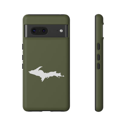 Michigan Upper Peninsula Tough Phone Case (Army Green w/ UP Outline) | Samsung & Pixel Android