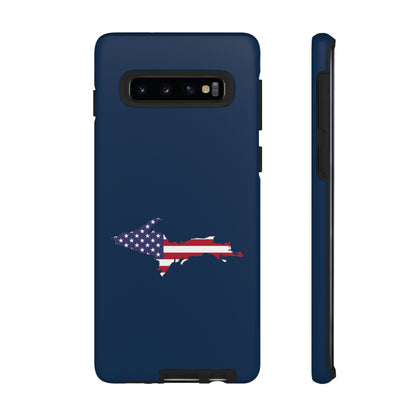 Michigan Upper Peninsula Tough Phone Case (Navy w/ UP USA Flag Outline) | Samsung & Pixel Android