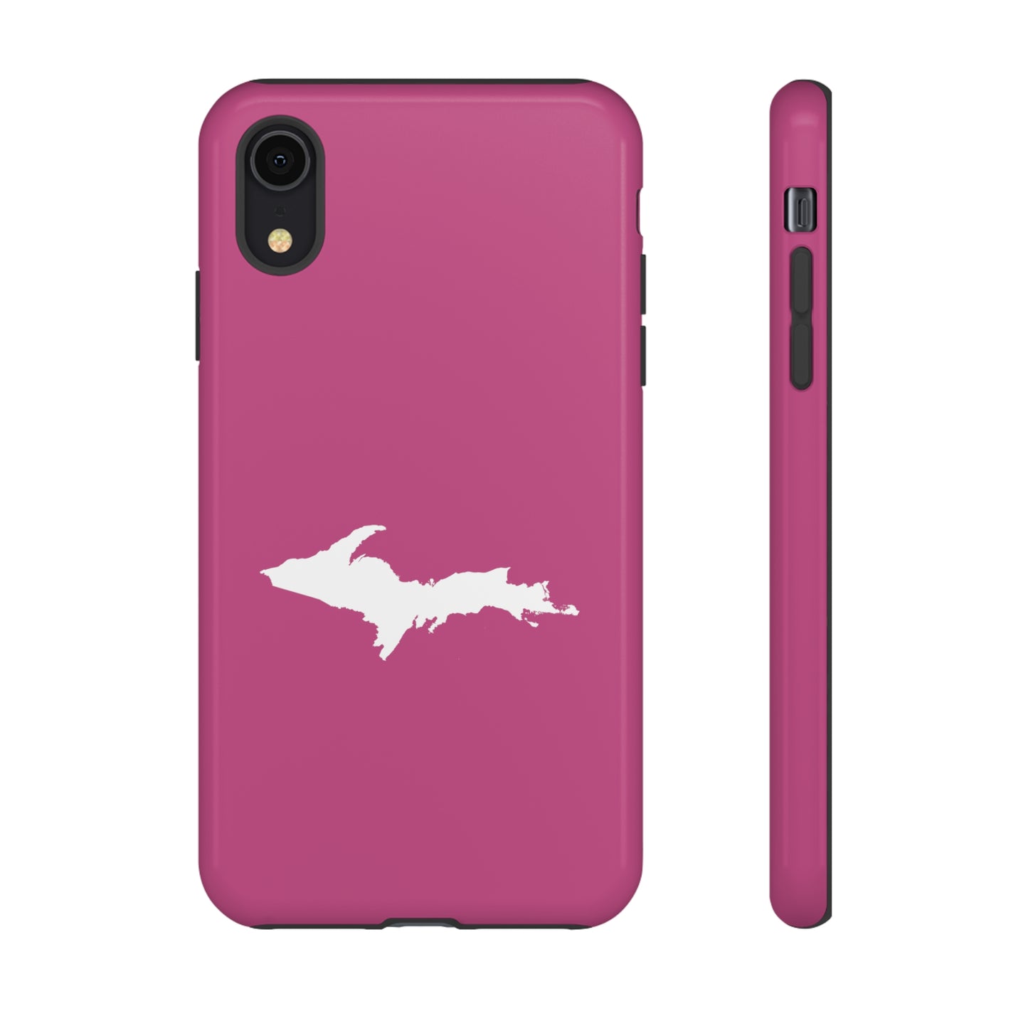 Michigan Upper Peninsula Tough Phone Case (Apple Blossom Pink w/ UP Outline) | Apple iPhone