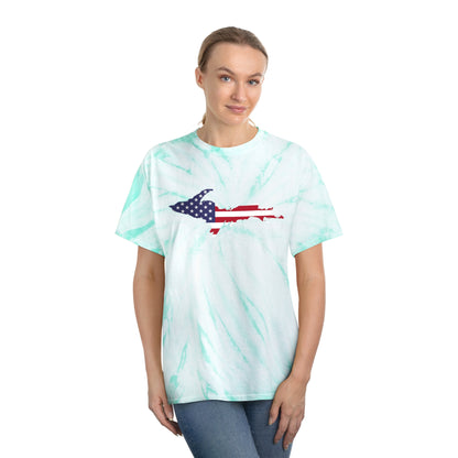 Michigan Upper Peninsula Tie-Dye T-Shirt (w/ UP USA Flag) | Unisex Cyclone