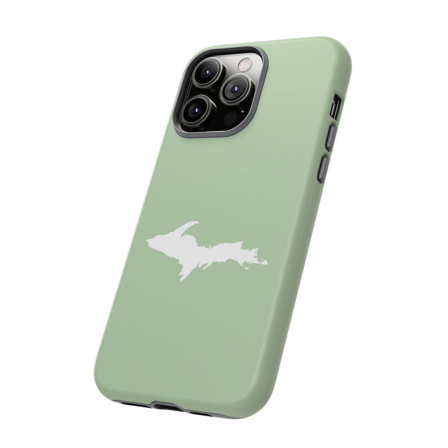 Michigan Upper Peninsula Tough Phone Case (Green Tea Color w/ UP Outline) | Apple iPhone