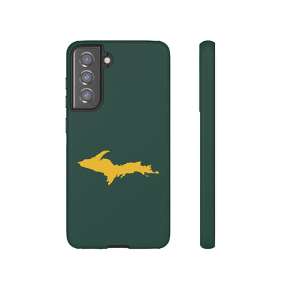 Michigan Upper Peninsula Tough Phone Case (Green w/ Gold UP Outline) | Samsung & Pixel Android