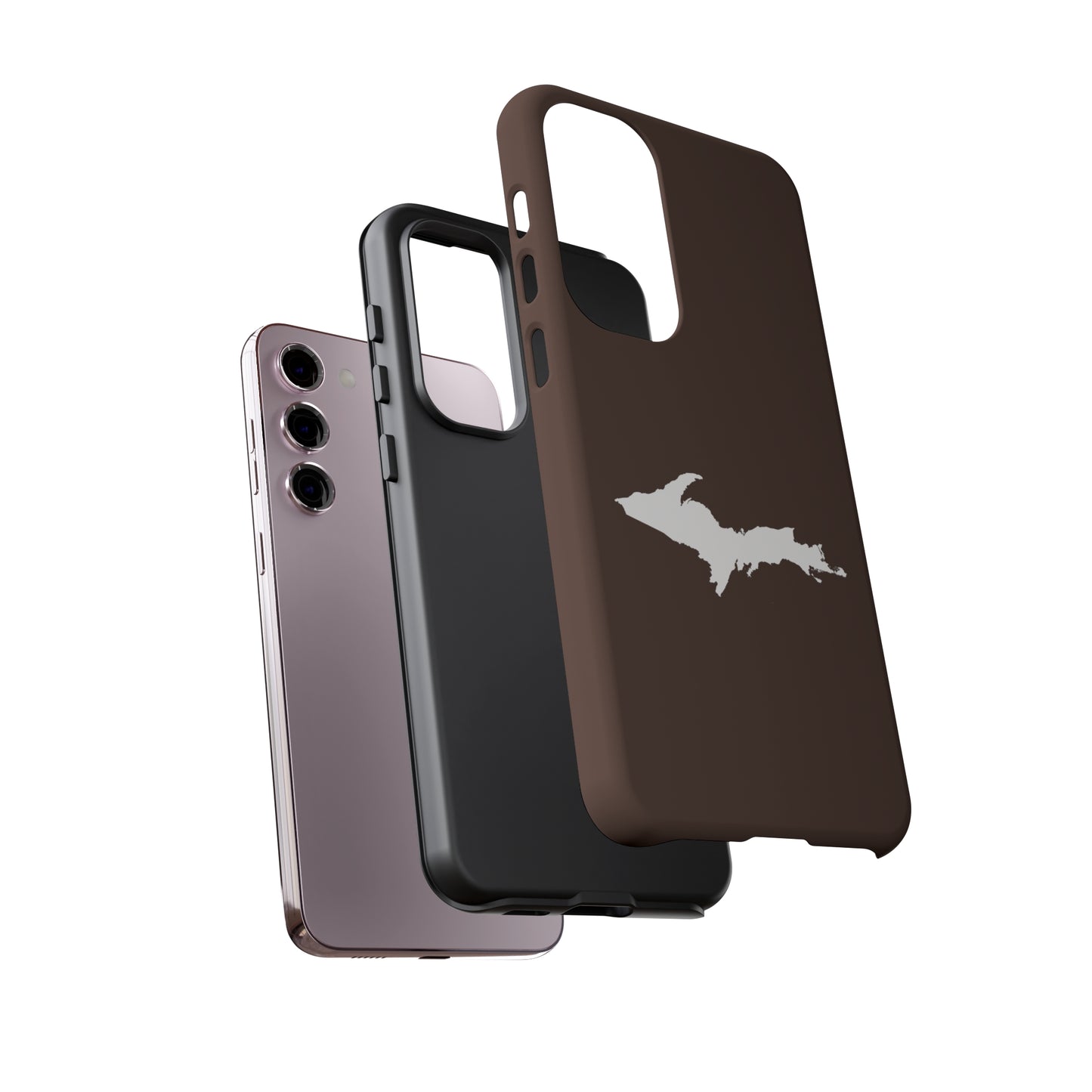 Michigan Upper Peninsula Tough Phone Case (Hickory Color w/ UP Outline) | Samsung & Pixel Android