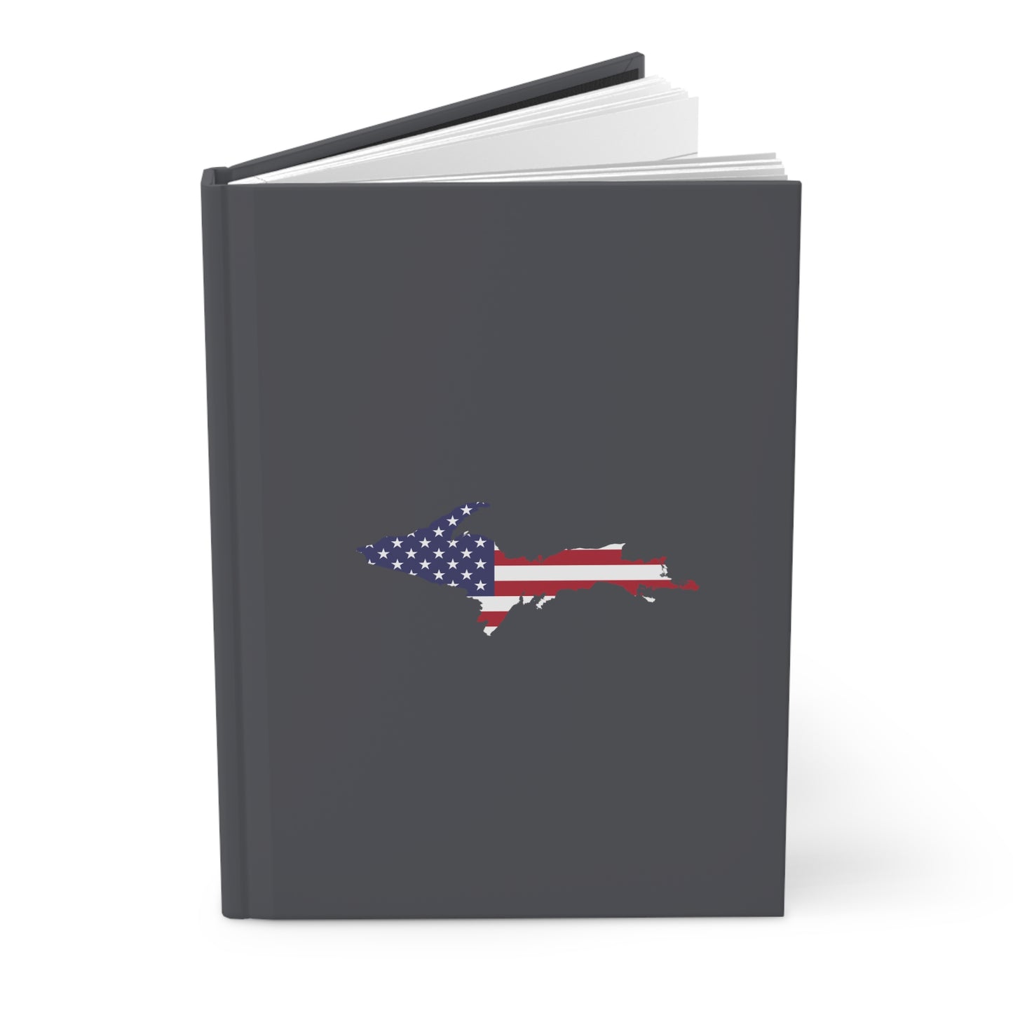 Michigan Upper Peninsula Hardcover Journal (w/ UP USA Flag) | Ruled - Iron Ore Grey