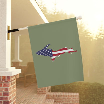 Michigan Upper Peninsula Home & Garden Flag (w/ UP USA Flag) | Beachgrass Green