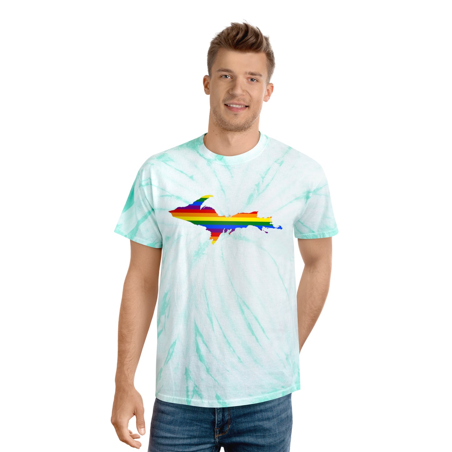 Michigan Upper Peninsula Tie-Dye T-Shirt (w/ UP Pride Flag) | Unisex Cyclone