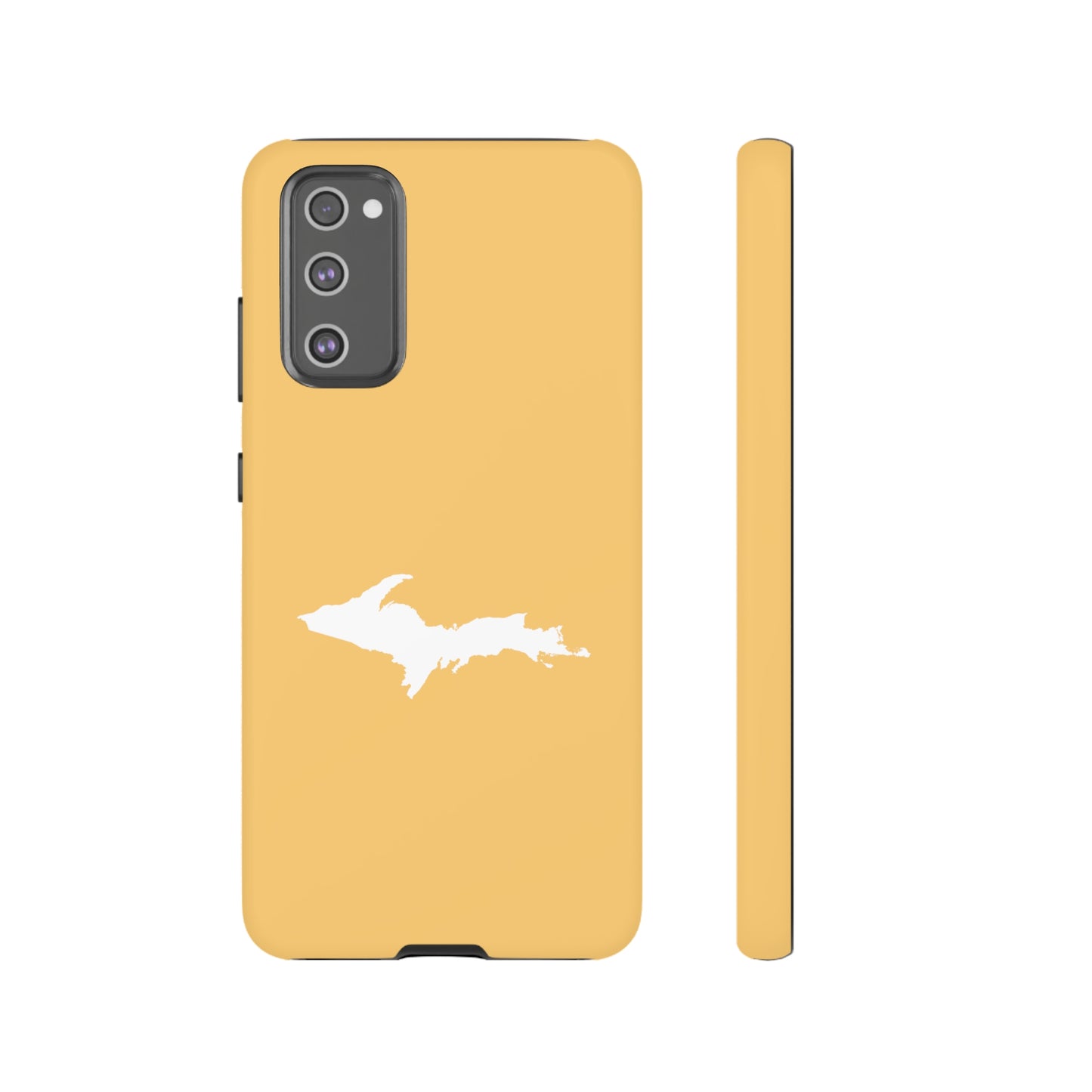 Michigan Upper Peninsula Tough Phone Case (Citrine Color w/ UP Outline) | Samsung & Pixel Android