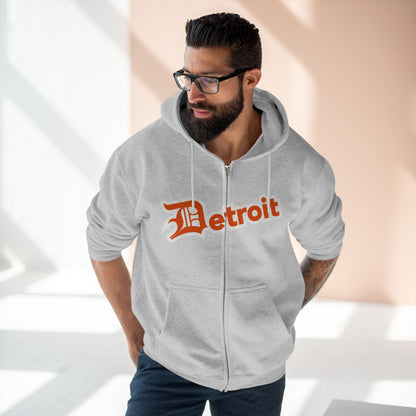 'Detroit' Hoodie (Maple Leaf Orange w/ Old English 'D') | Unisex Full Zip