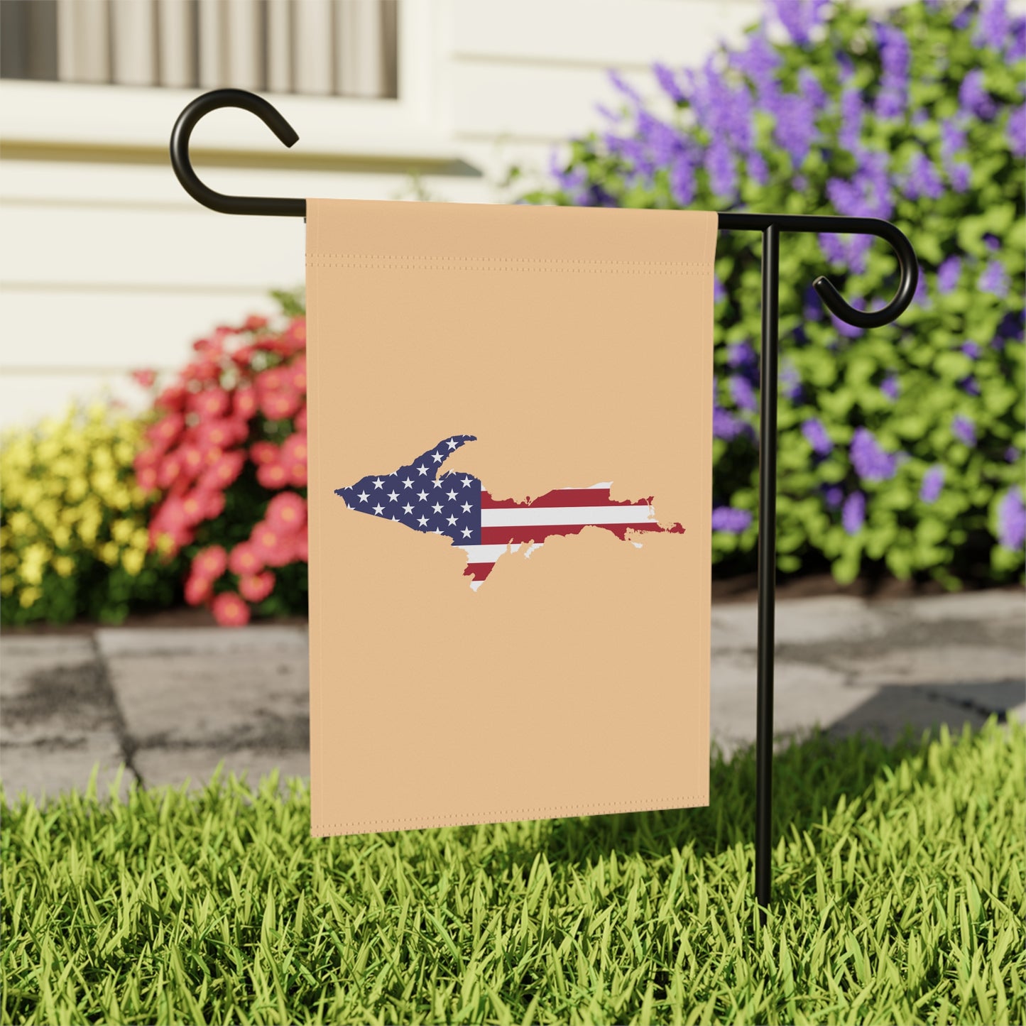 Michigan Upper Peninsula Home & Garden Flag (w/ UP USA Flag) | Pale Apricot