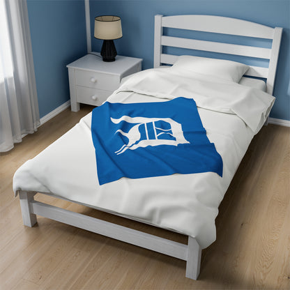 Detroit 'Old English D' Plush Blanket | Azure