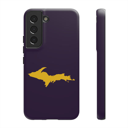 Michigan Upper Peninsula Tough Phone Case (Blackcurrant w/ Gold UP Outline) | Samsung & Pixel Android