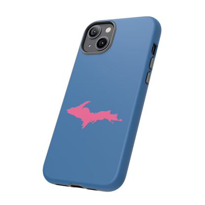 Michigan Upper Peninsula Tough Phone Case (Lake Superior Blue w/ Pink UP Outline) | Apple iPhone