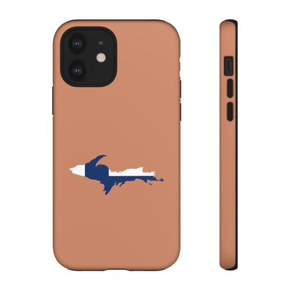 Michigan Upper Peninsula Tough Phone Case (Copper Color w/ UP Finland Flag Outline) | Apple iPhone