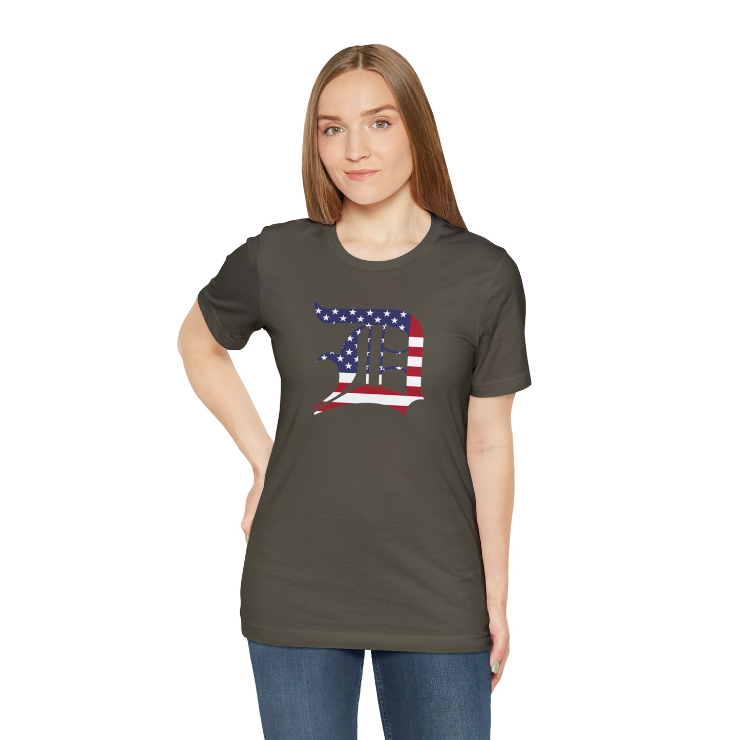 Detroit 'Old English D' T-Shirt (Patriotic Edition) | Unisex Standard