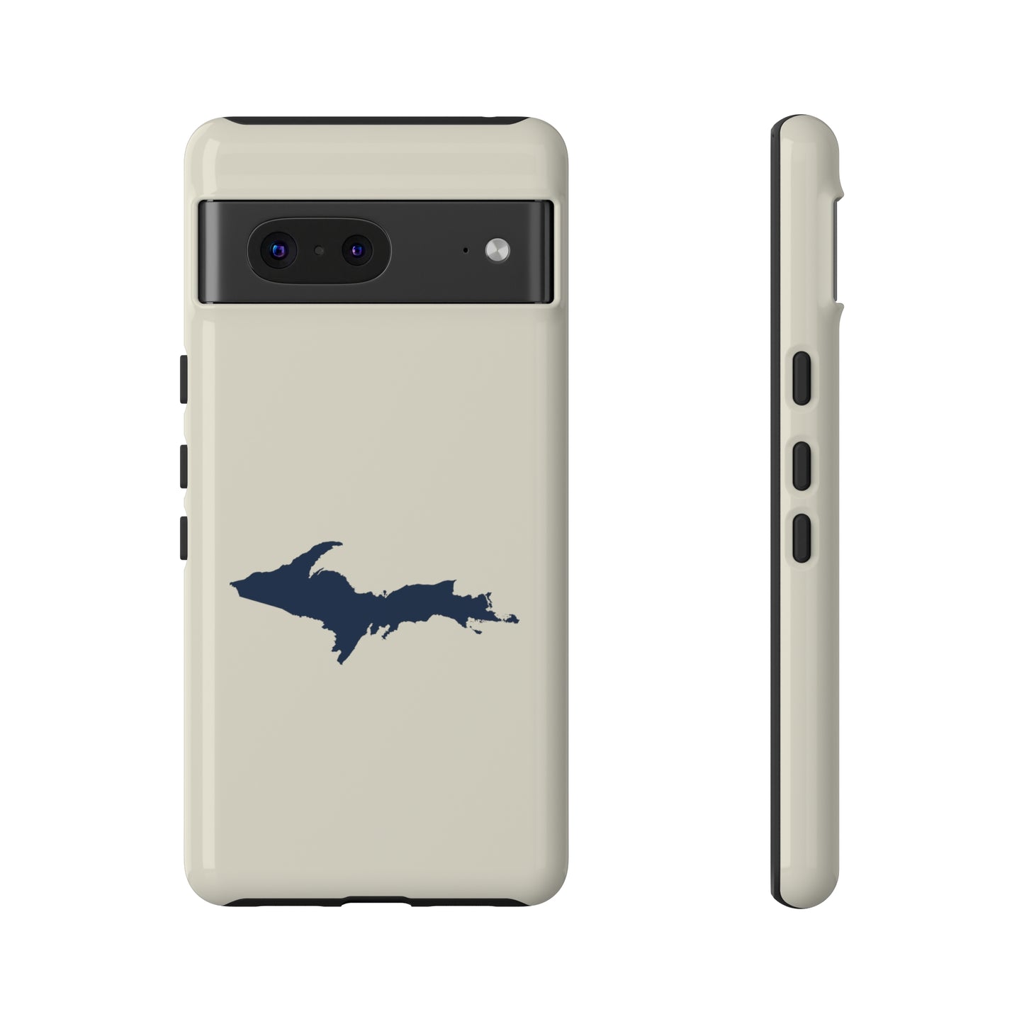 Michigan Upper Peninsula Tough Phone Case (Ivory w/ Navy UP Outline) | Samsung & Pixel Android