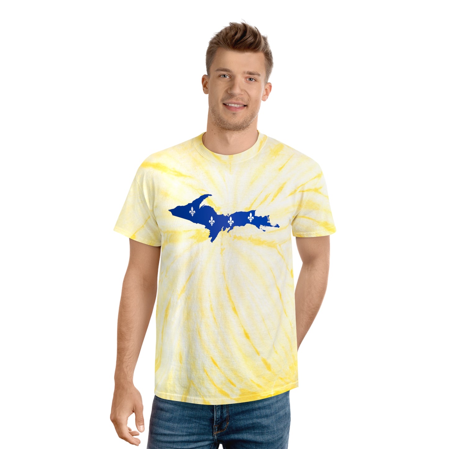 Michigan Upper Peninsula Tie-Dye T-Shirt (w/ UP Quebec Flag) | Unisex Cyclone
