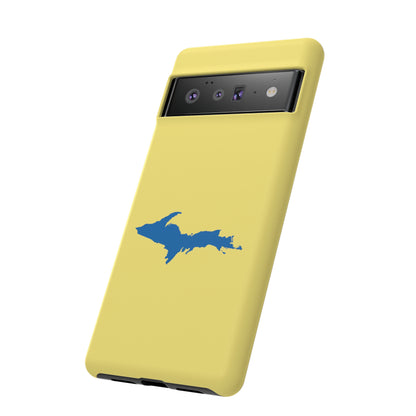 Michigan Upper Peninsula Tough Phone Case (Yellow Cherry w/ Azure UP Outline) | Samsung & Pixel Android