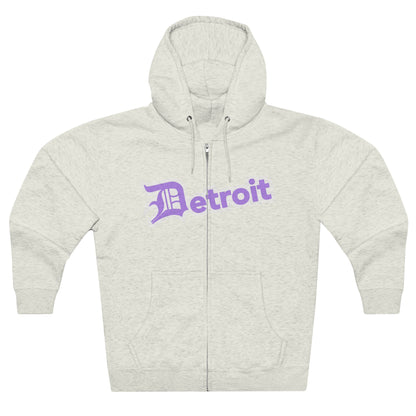 'Detroit' Hoodie (Lavender w/ Old English 'D') | Unisex Full Zip