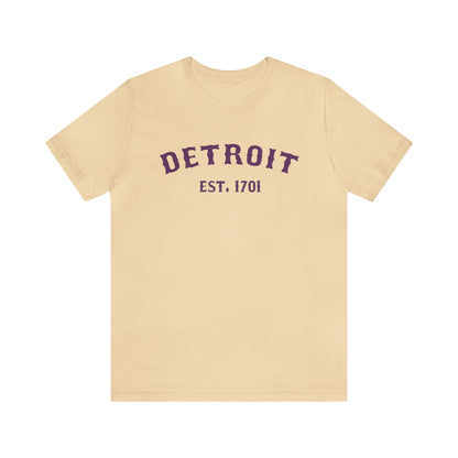 'Detroit EST. 1701' T-Shirt (Plum Ballpark Font) | Unisex Standard