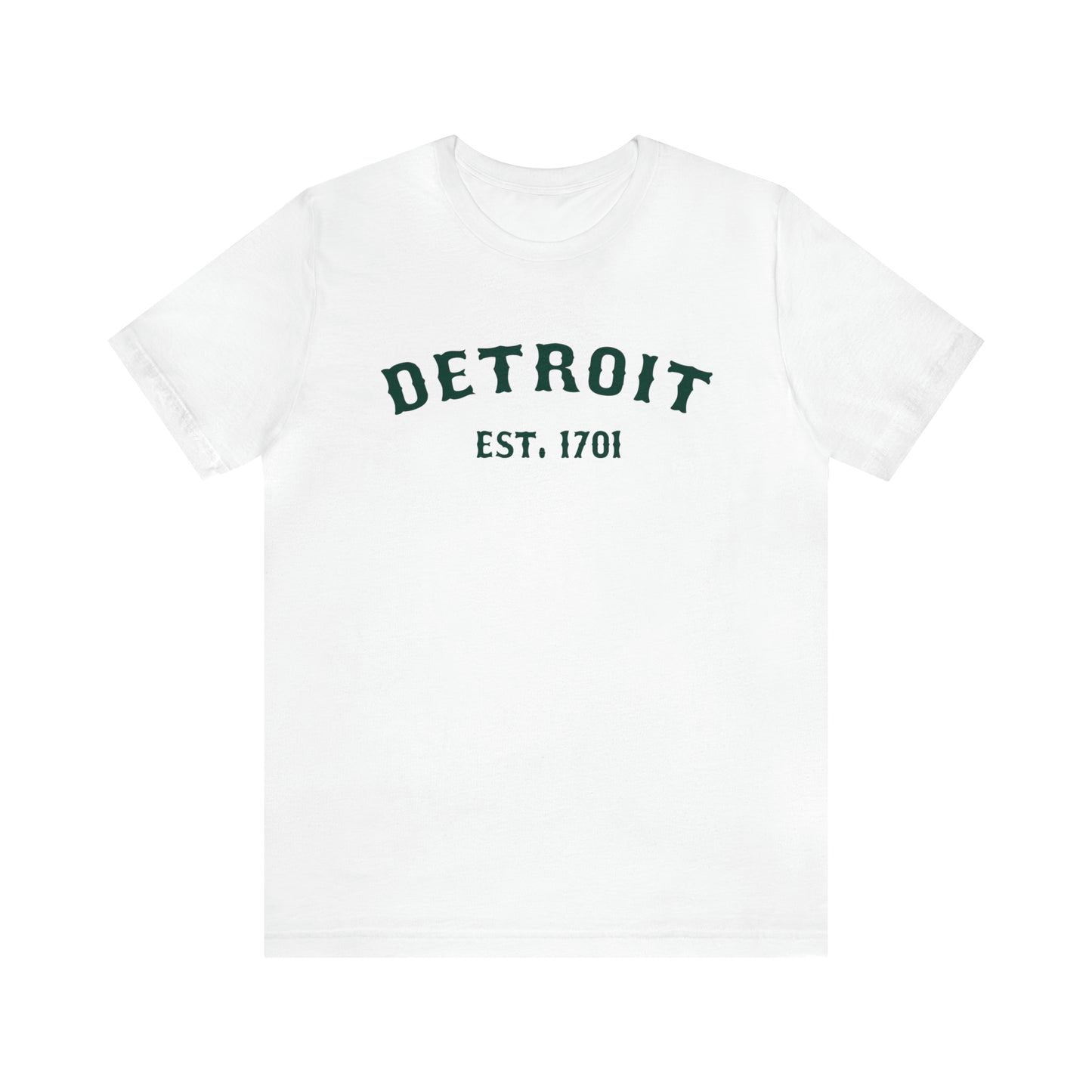 'Detroit EST. 1701' T-Shirt (Laconic Green Ballpark Font) | Unisex Standard