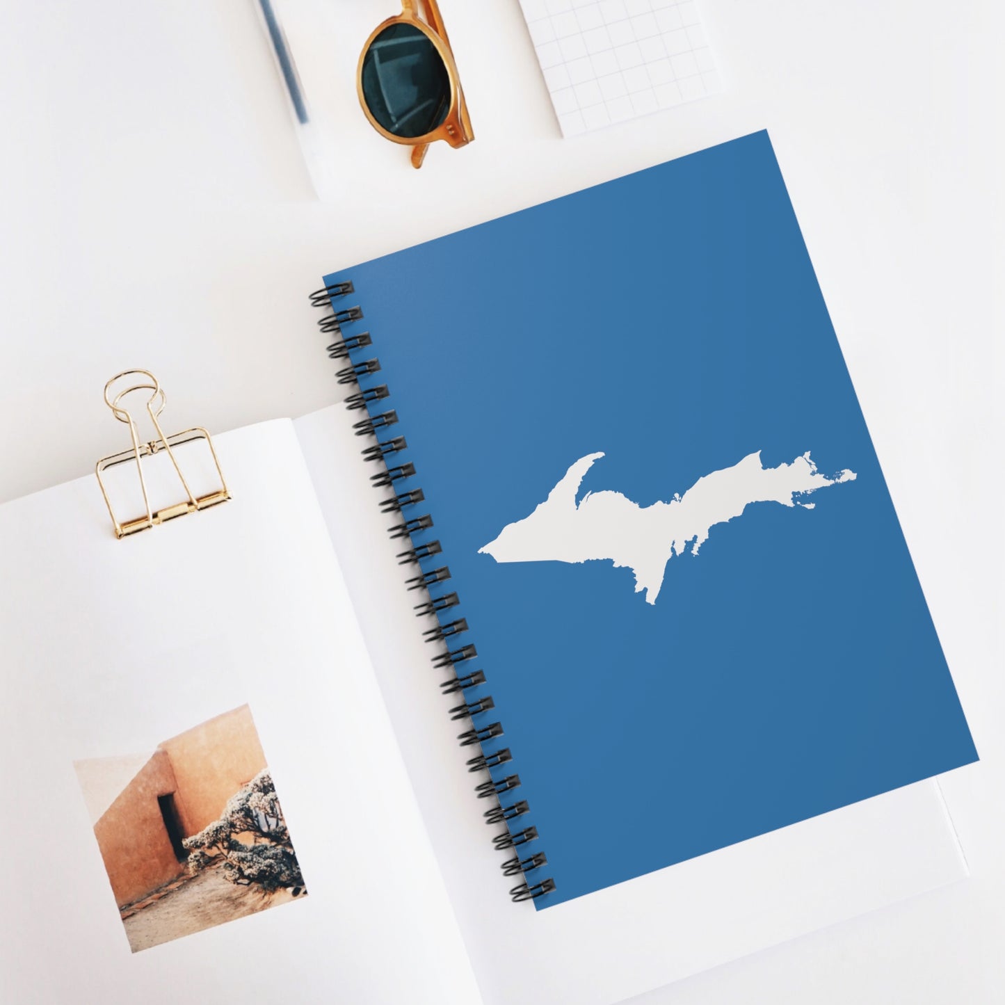 Michigan Upper Peninsula Spiral Notebook (w/ UP Outline) | Lake Superior Blue