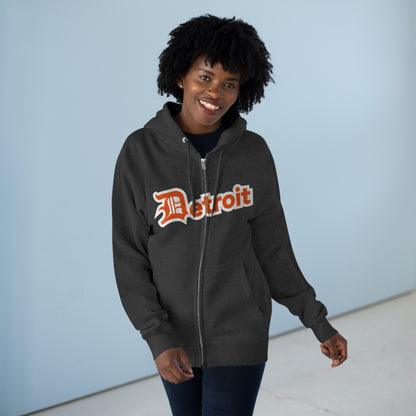 'Detroit' Hoodie (Maple Leaf Orange w/ Old English 'D') | Unisex Full Zip