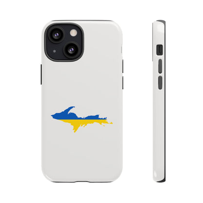 Michigan Upper Peninsula Tough Phone Case (Birch Bark White w/ UP Ukraine Flag Outline) | Apple iPhone