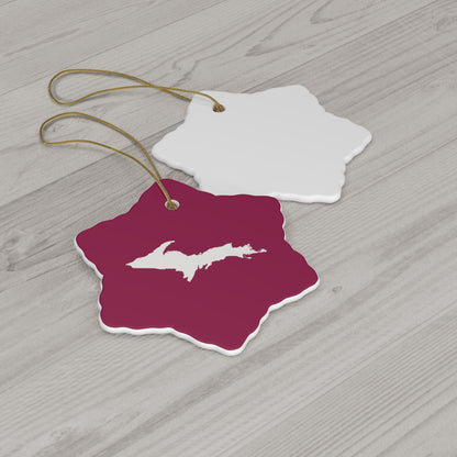 Michigan Upper Peninsula Christmas Ornament (Ruby Red) | Ceramic - 4 Shapes