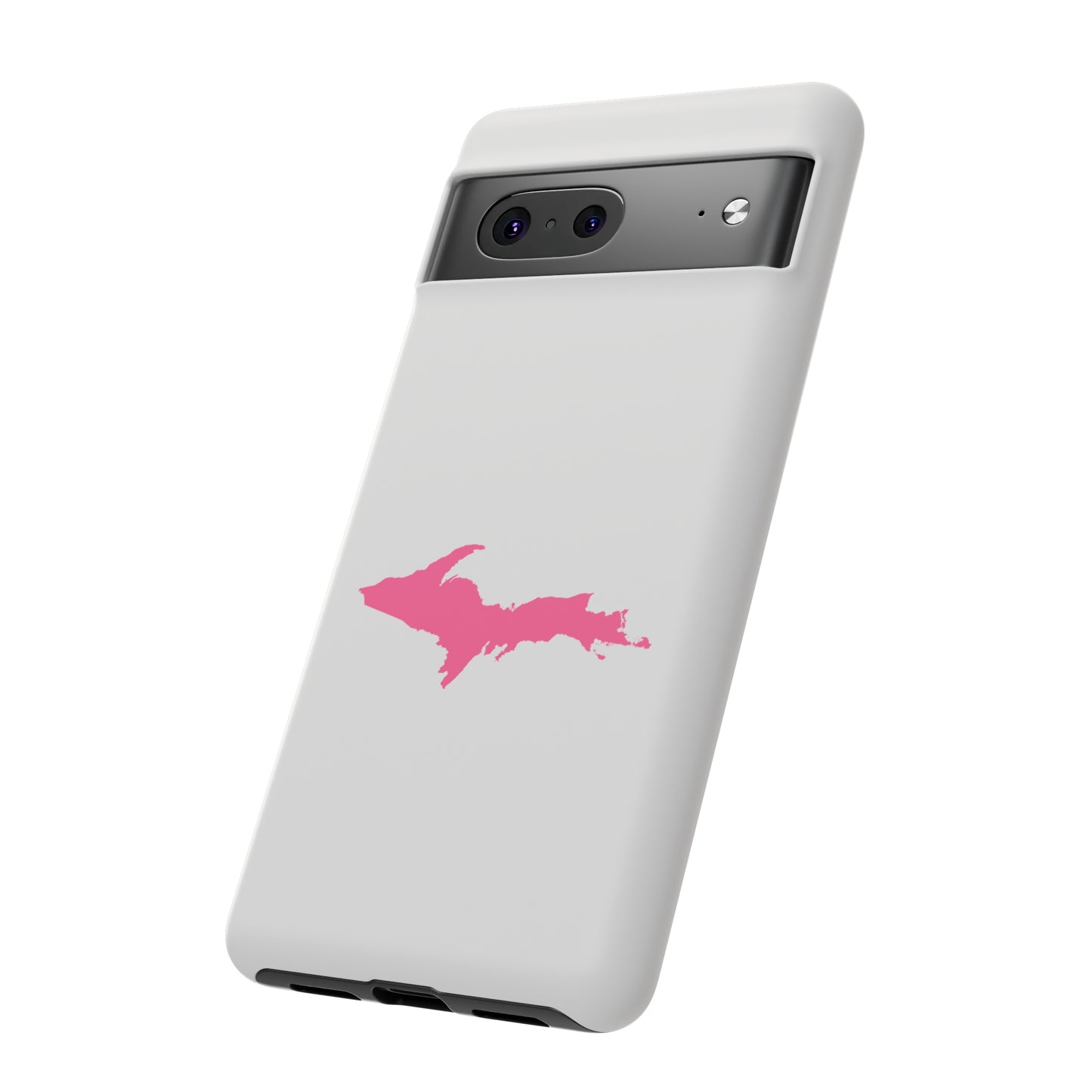 Michigan Upper Peninsula Tough Phone Case (Birch Bark White w/ Pink UP Outline) | Samsung & Pixel Android