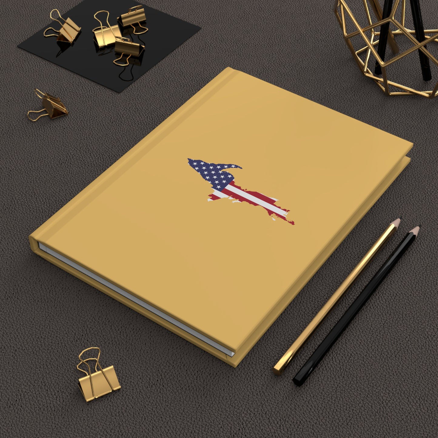 Michigan Upper Peninsula Hardcover Journal (w/ UP USA Flag) | Ruled - Citrine