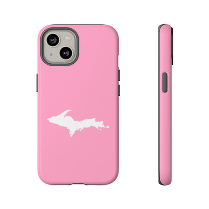 Michigan Upper Peninsula Tough Phone Case ('67 Caddie Pink w/ UP Outline) | Apple iPhone