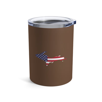 Michigan Upper Peninsula Tumbler (w/ UP USA Flag) | Coffee Color - 10oz