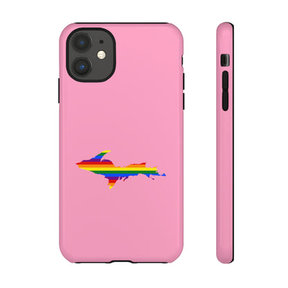 Michigan Upper Peninsula Tough Phone Case ('67 Pink Caddie w/ UP Pride Flag Outline) | Apple iPhone