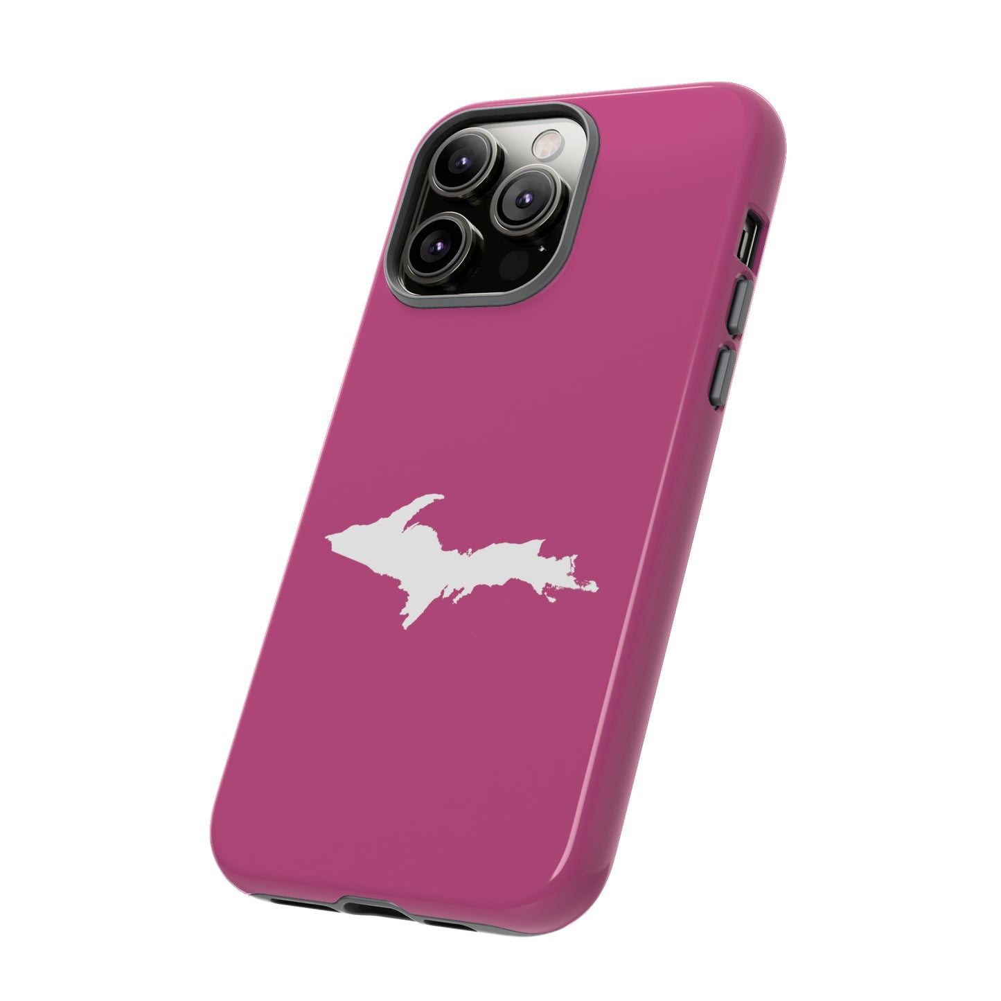 Michigan Upper Peninsula Tough Phone Case (Apple Blossom Pink w/ UP Outline) | Apple iPhone