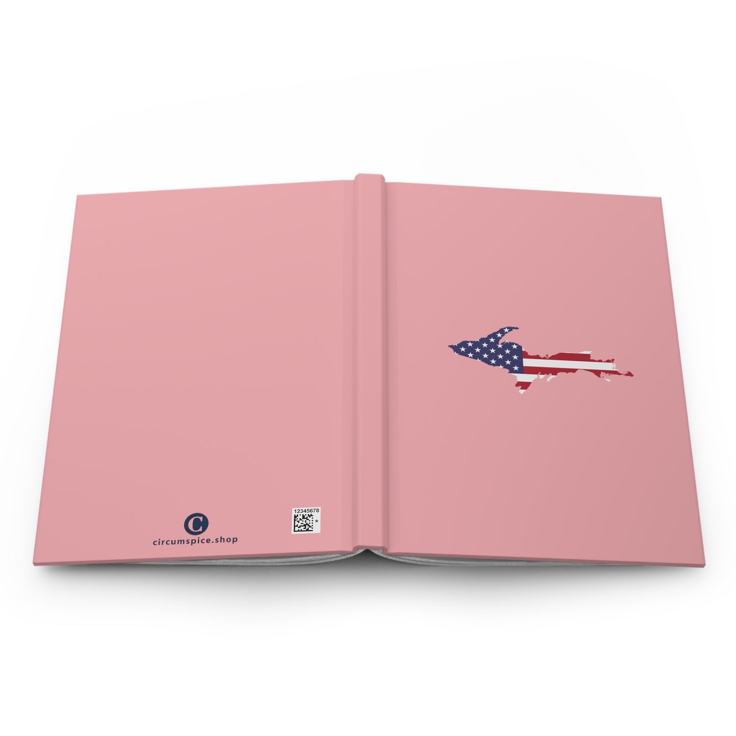 Michigan Upper Peninsula Hardcover Journal (w/ UP USA Flag) | Ruled - Strawberry Pink