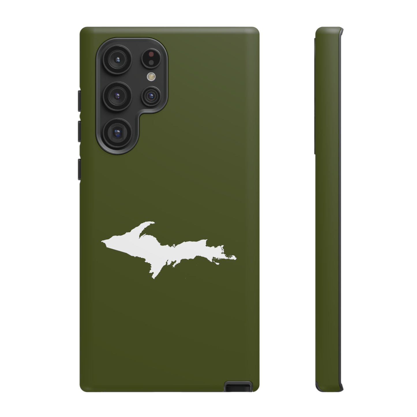 Michigan Upper Peninsula Tough Phone Case (Army Green w/ UP Outline) | Samsung & Pixel Android