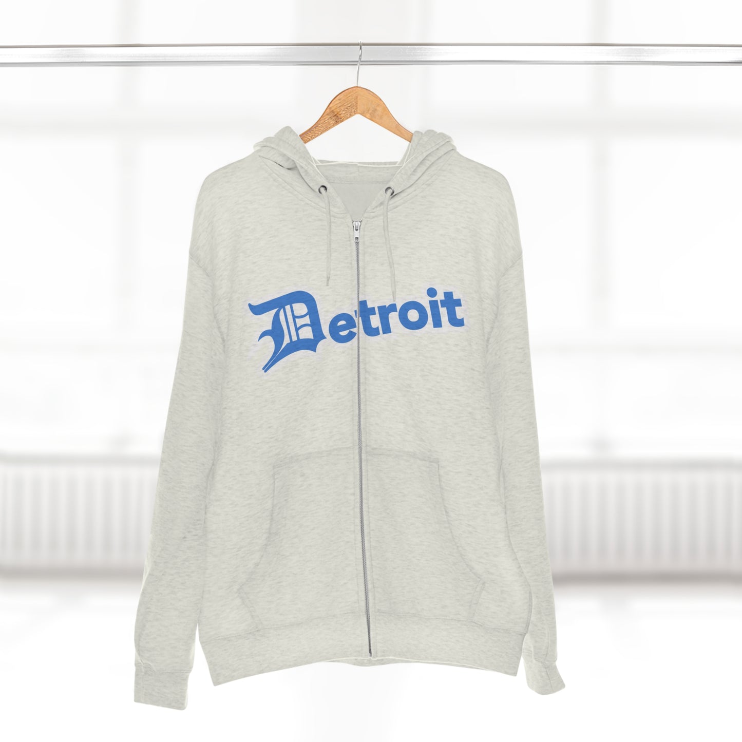 'Detroit' Hoodie (Azure w/ Old English 'D') | Unisex Full Zip