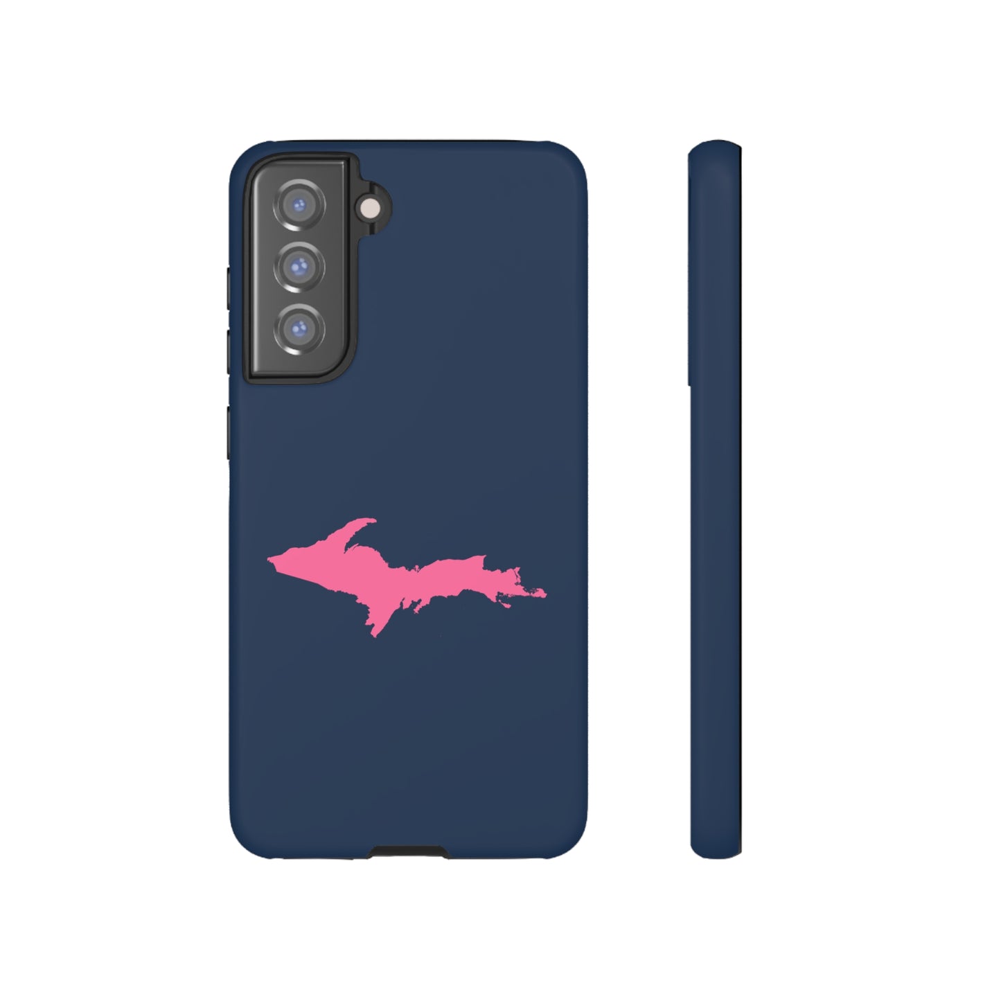 Michigan Upper Peninsula Tough Phone Case (Navy w/ Pink UP Outline) | Samsung & Pixel Android