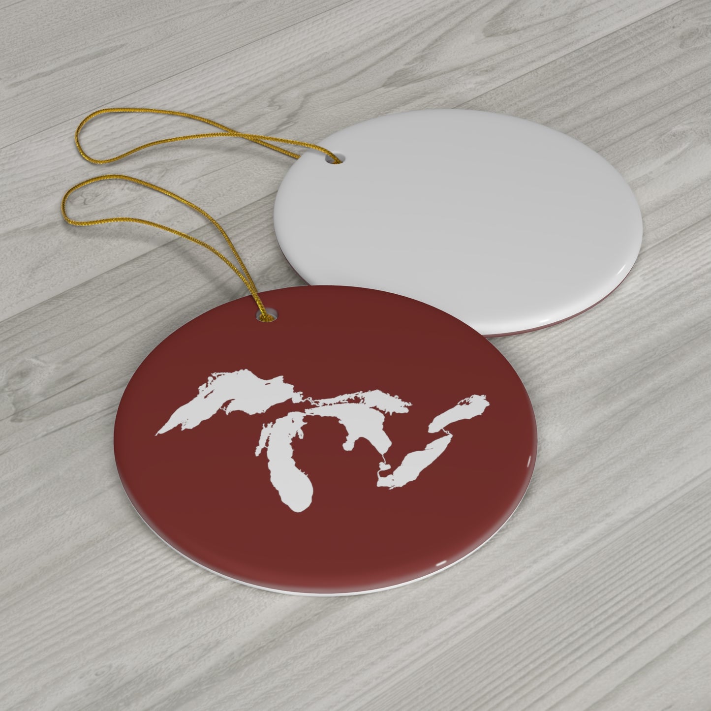 Great Lakes Christmas Ornament (Cherryland Red) | Ceramic - 4 Shapes