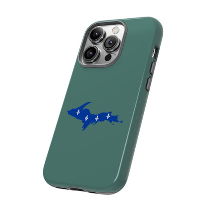 Michigan Upper Peninsula Tough Phone Case (Copper Green w/ UP Quebec Flag Outline) | Apple iPhone