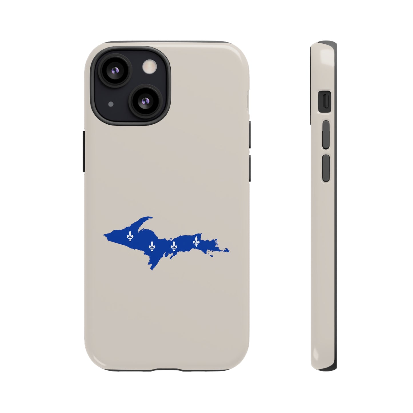 Michigan Upper Peninsula Tough Phone Case (Canvas Color w/ UP Quebec Flag Outline) | Apple iPhone