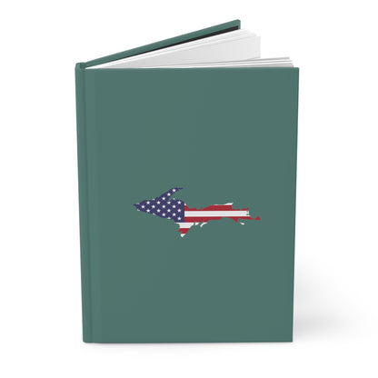 Michigan Upper Peninsula Hardcover Journal (w/ UP USA Flag) | Ruled - Copper Green