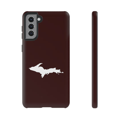 Michigan Upper Peninsula Tough Phone Case (Cherrywood Color w/ UP Outline) | Samsung & Pixel Android