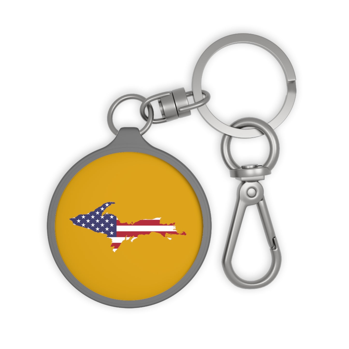 Michigan Upper Peninsula Keyring (w/ UP USA Flag) | Gold