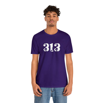 Detroit '313' T-Shirt (Distressed Stencil Font) | Unisex Standard Fit