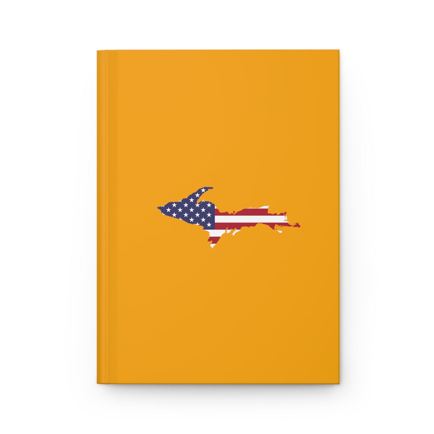 Michigan Upper Peninsula Hardcover Journal (w/ UP USA Flag) | Ruled - Birch Leaf Orange