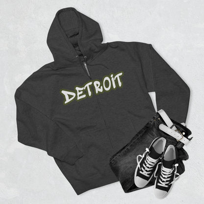 Detroit' Hoodie (Army Green Tag Font) | Unisex Full Zip